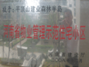 2008年12月17日，平頂山森林半島被 評為"河南省物業(yè)管理示范住宅小區(qū)"榮譽(yù)稱號。